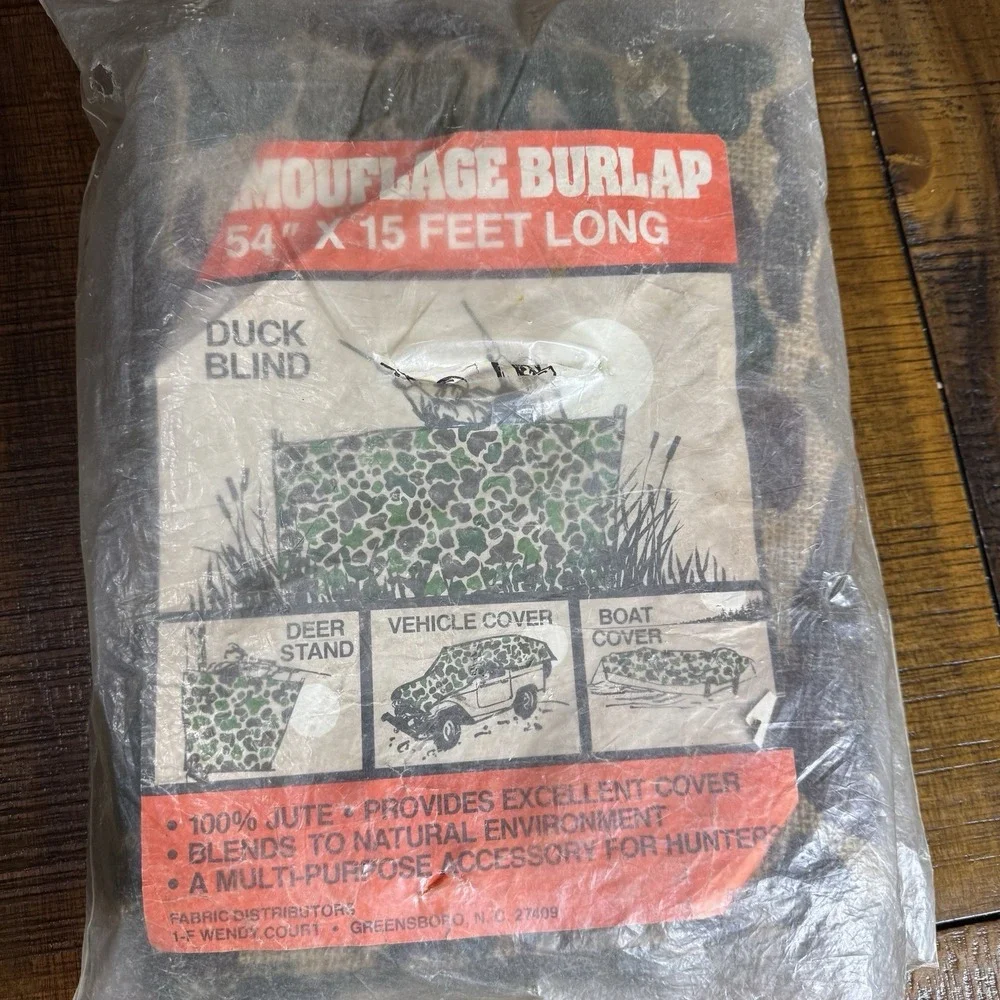 Vintage Burlap Camo Duck Blind Made In USA Blinds Covers‎ 100% Jute 54in x 12ft